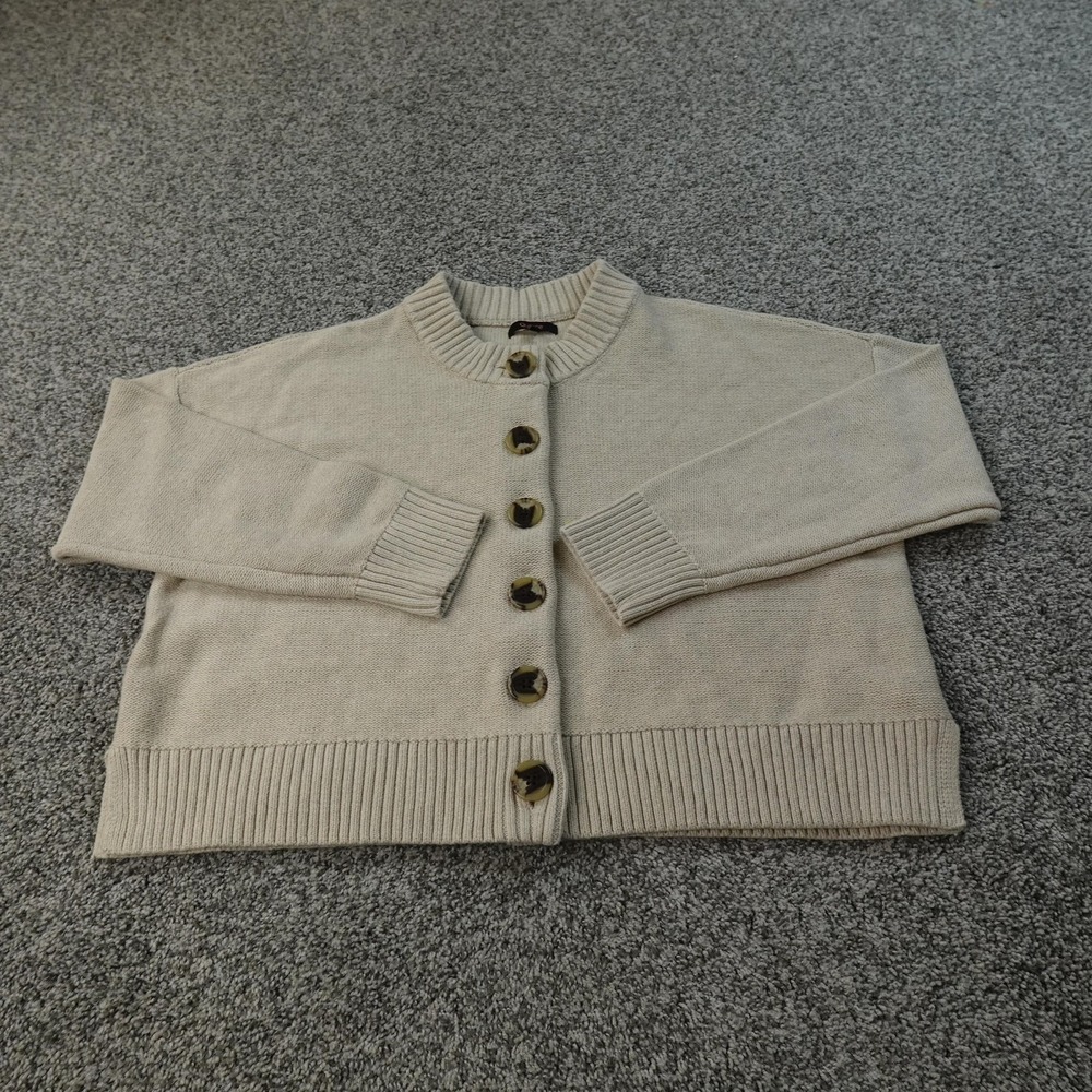 Quince Speckled Beige Button-Up Cropped Cardigan - Picture 5 of 12